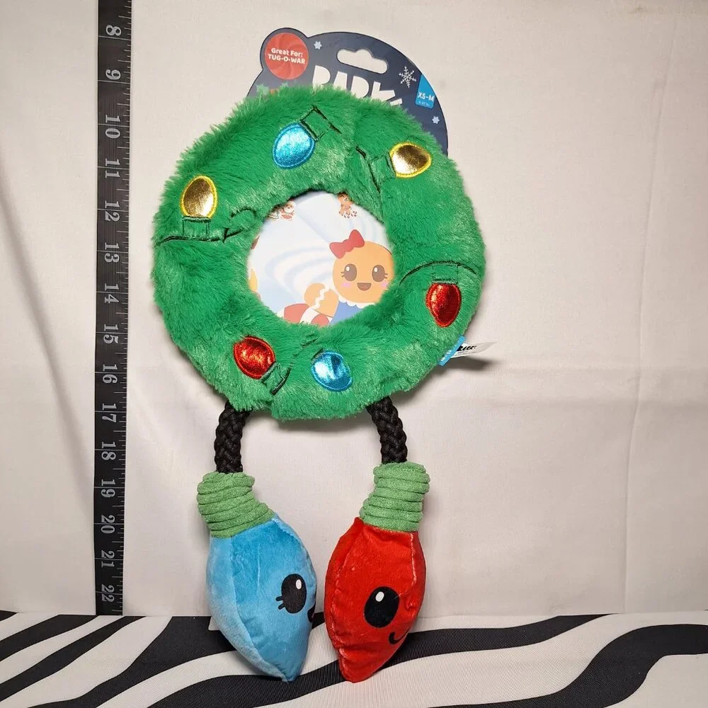 NWT Bark Get Lit Wreath Dog Toy XS-M